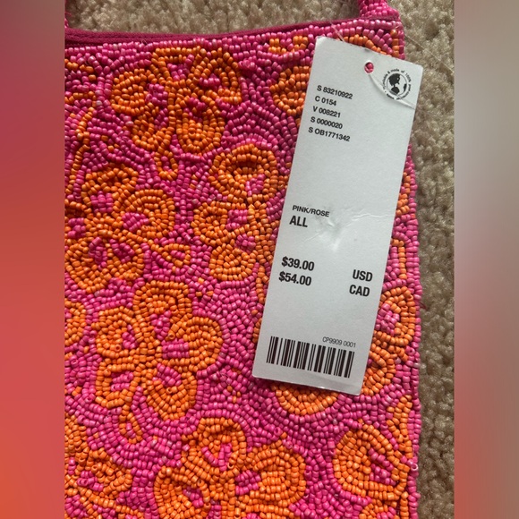 NWT Urban Outfitters Beaded Crossbody Phone Sling in Pink & Orange - Picture 7 of 11